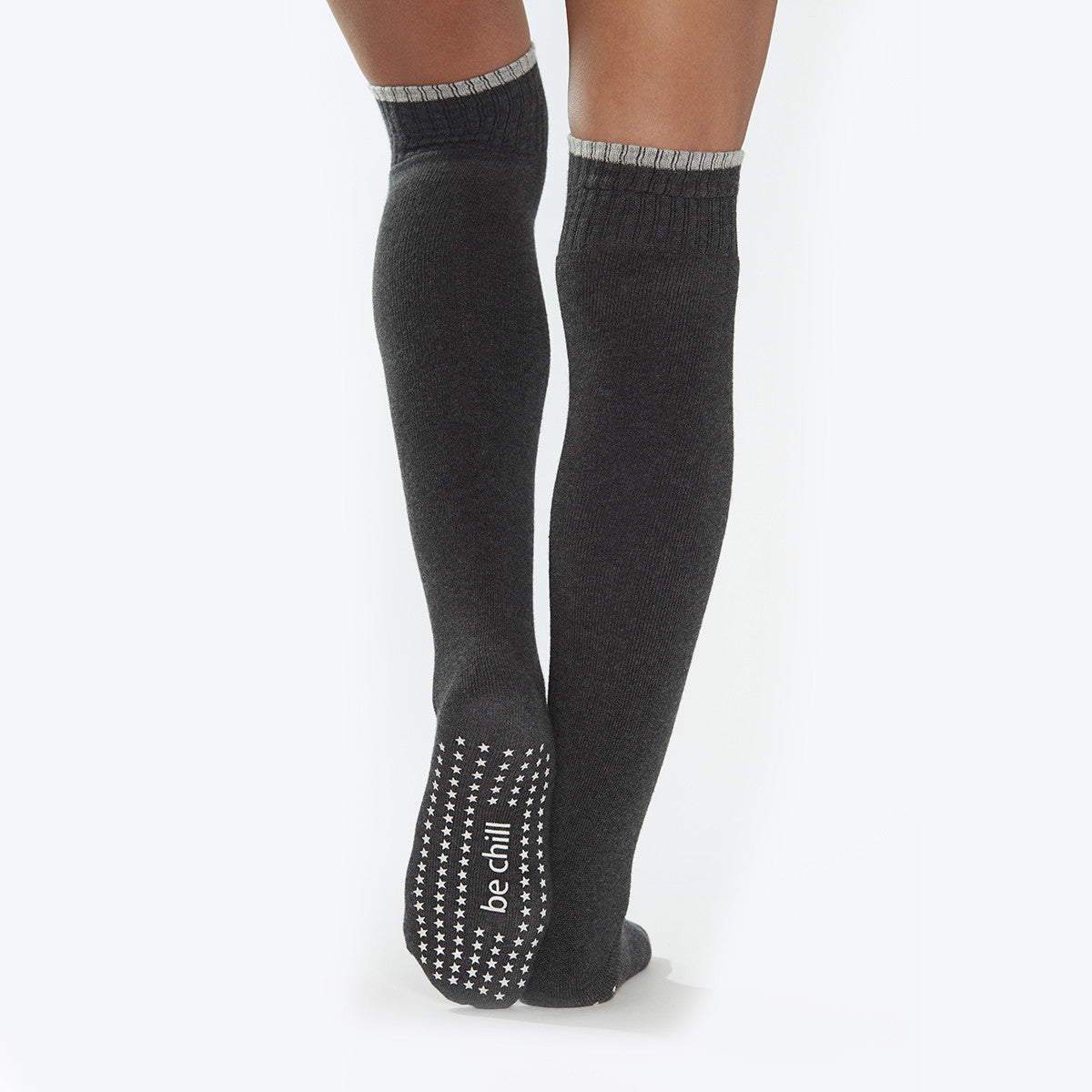 be chill knee high socks charcoal/grey, sticky be socks, best grip socks, best grippy socks, best yoga socks, best pilates socks