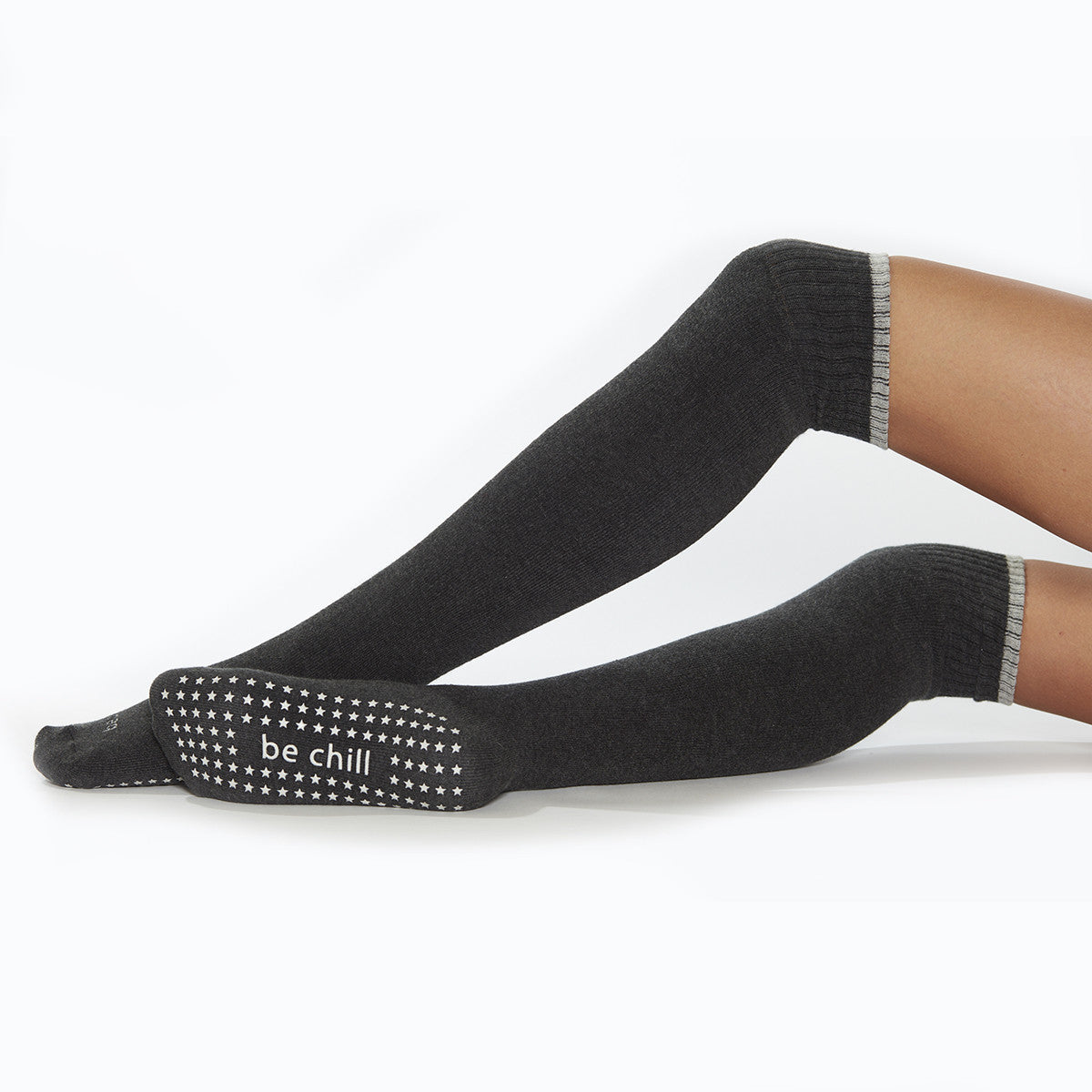 be chill knee high socks charcoal/grey, sticky be socks, best grip socks, best grippy socks, best yoga socks, best pilates socks