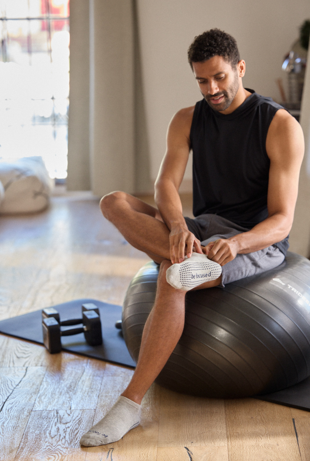 Mens Be Focused Grip Socks (Heather/Navy)