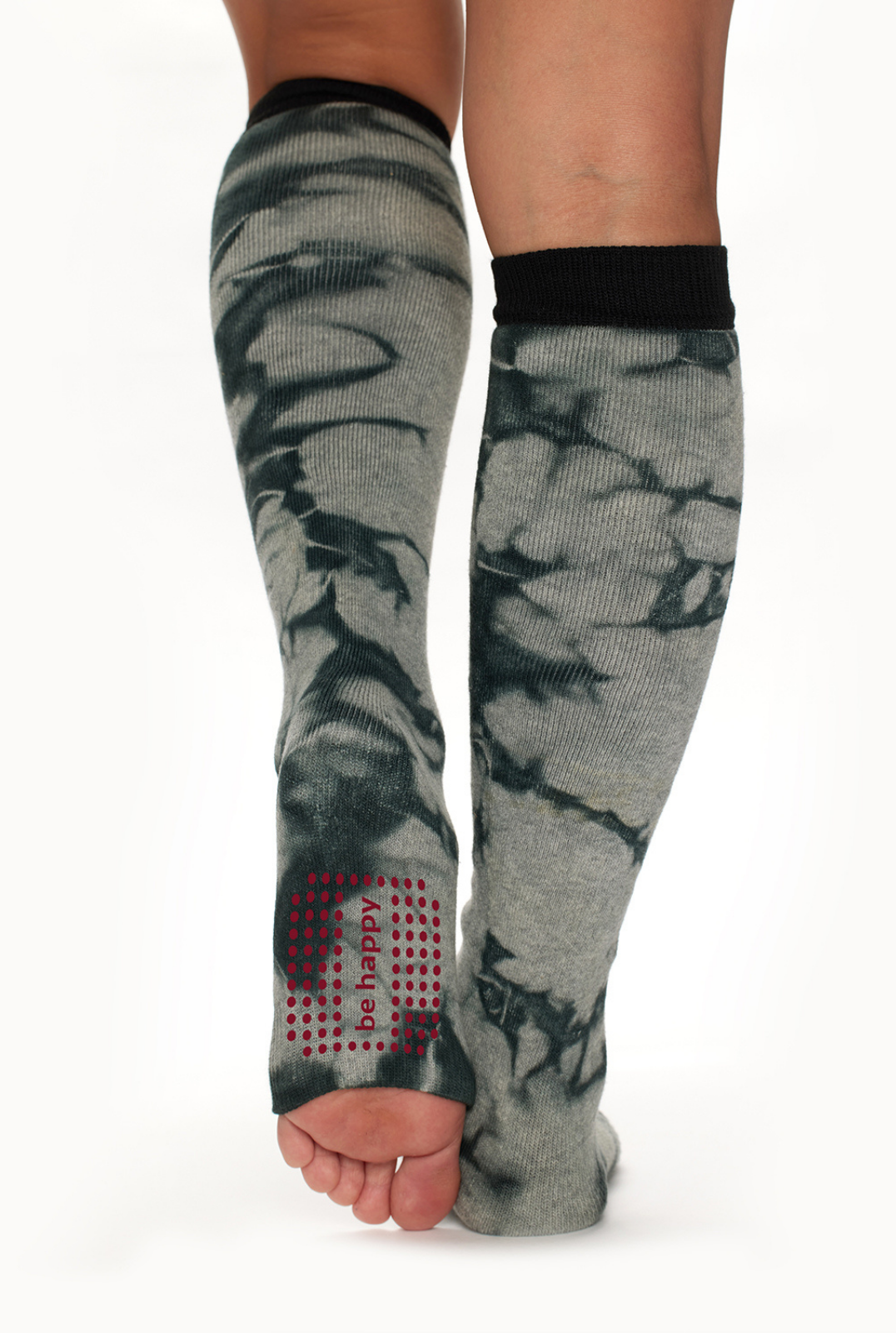 Be Happy Grip Leg Warmers (Black Tie Dye)