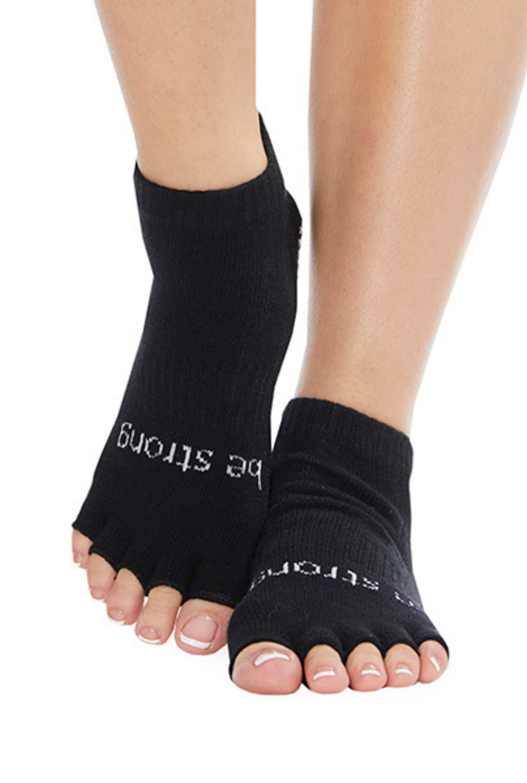 Half Toe Be Strong Grip Socks (Black/White)