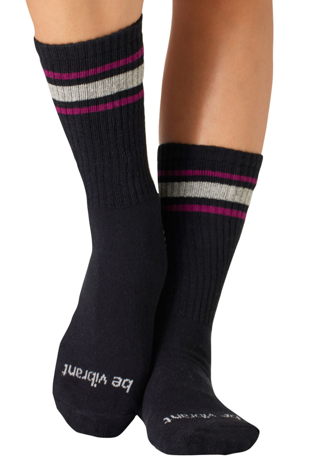 Crew Be Vibrant Grip Socks (Black/Acai)