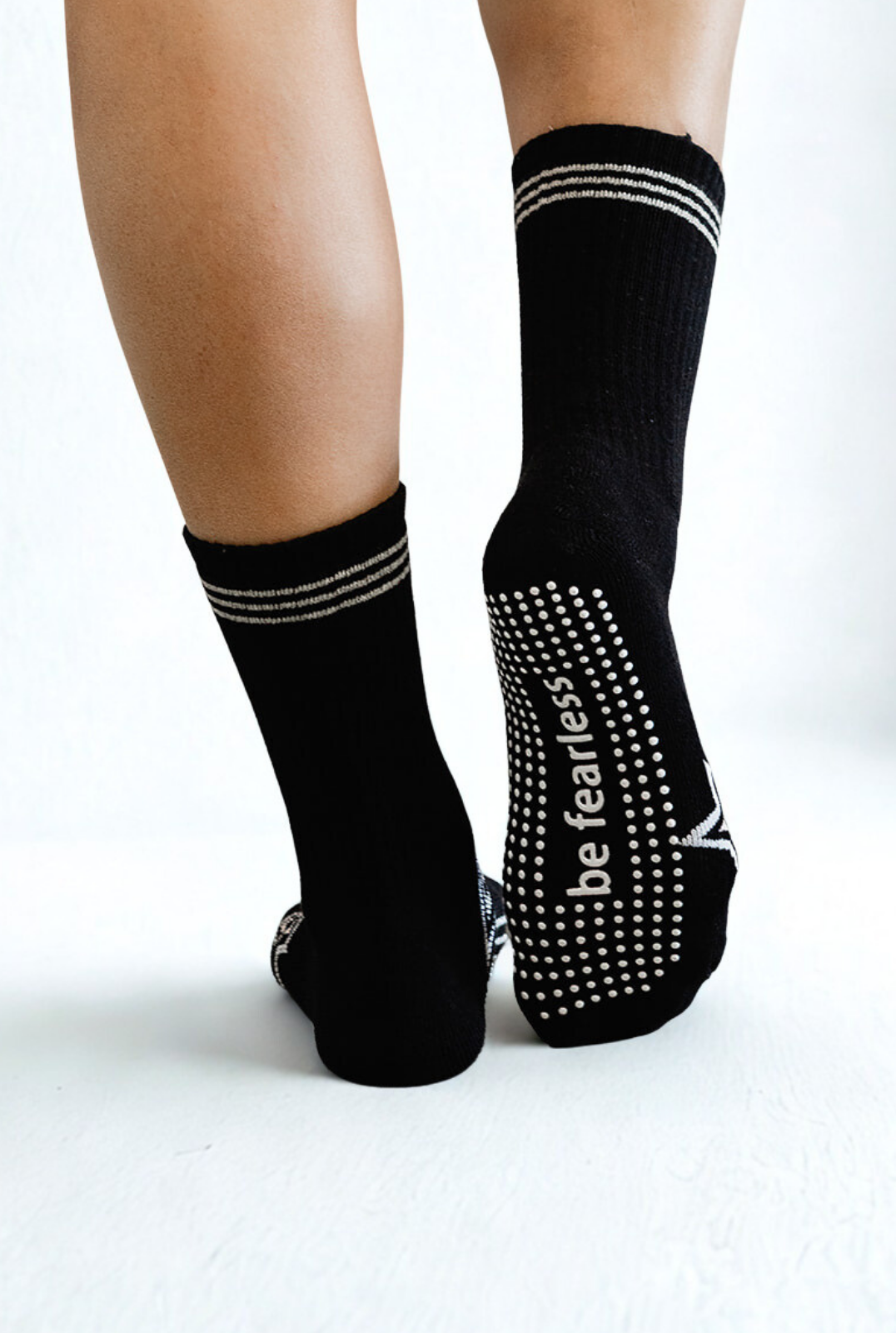 Crew Be Fearless Grip Socks (Black/White Starburst)