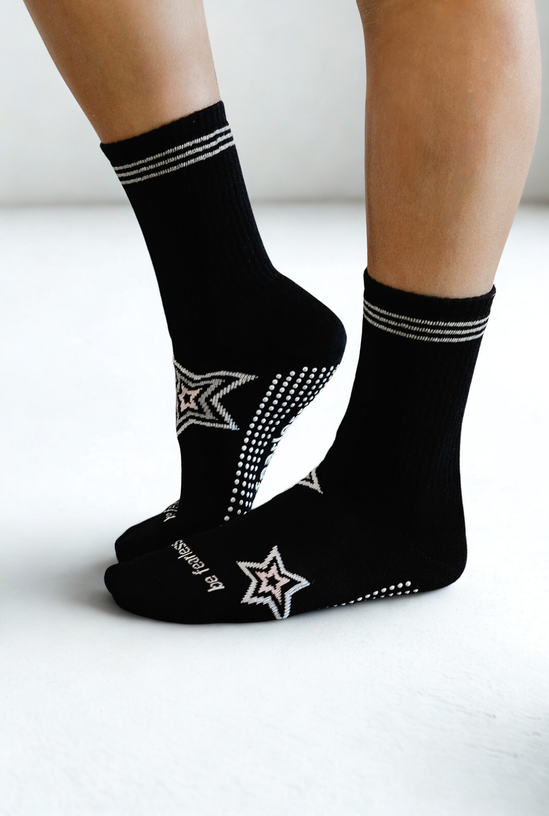 Crew Be Fearless Grip Socks (Black/White Starburst)