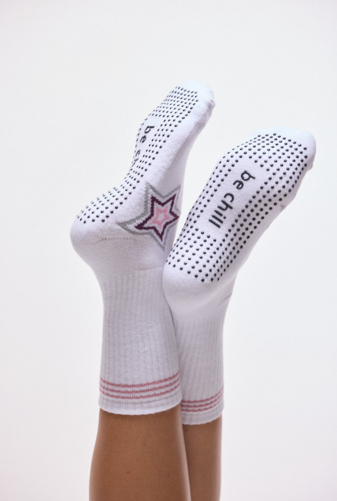 Crew Be Chill Grip Socks (White/Mauve Starburst)