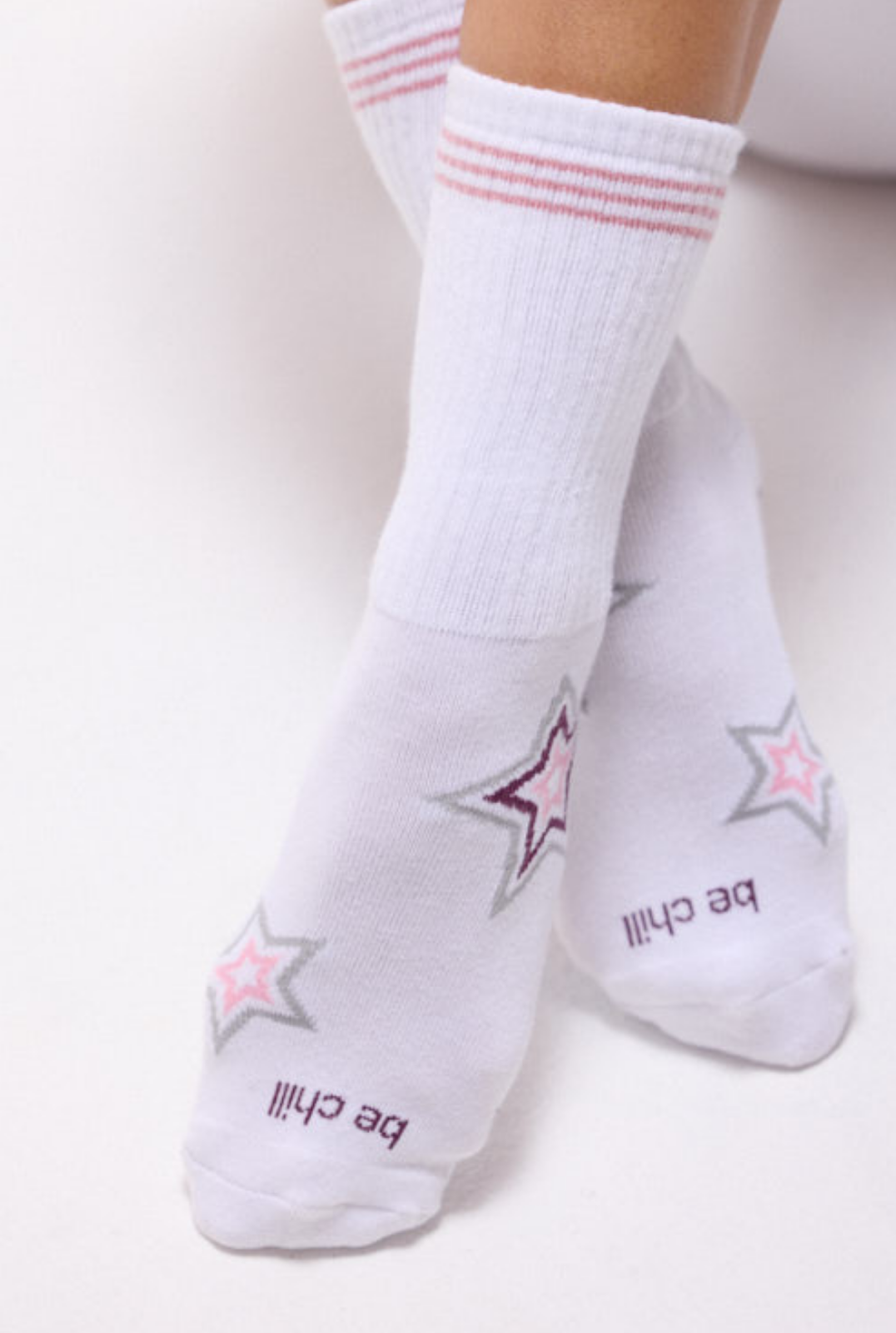 Crew Be Chill Grip Socks (White/Mauve Starburst)
