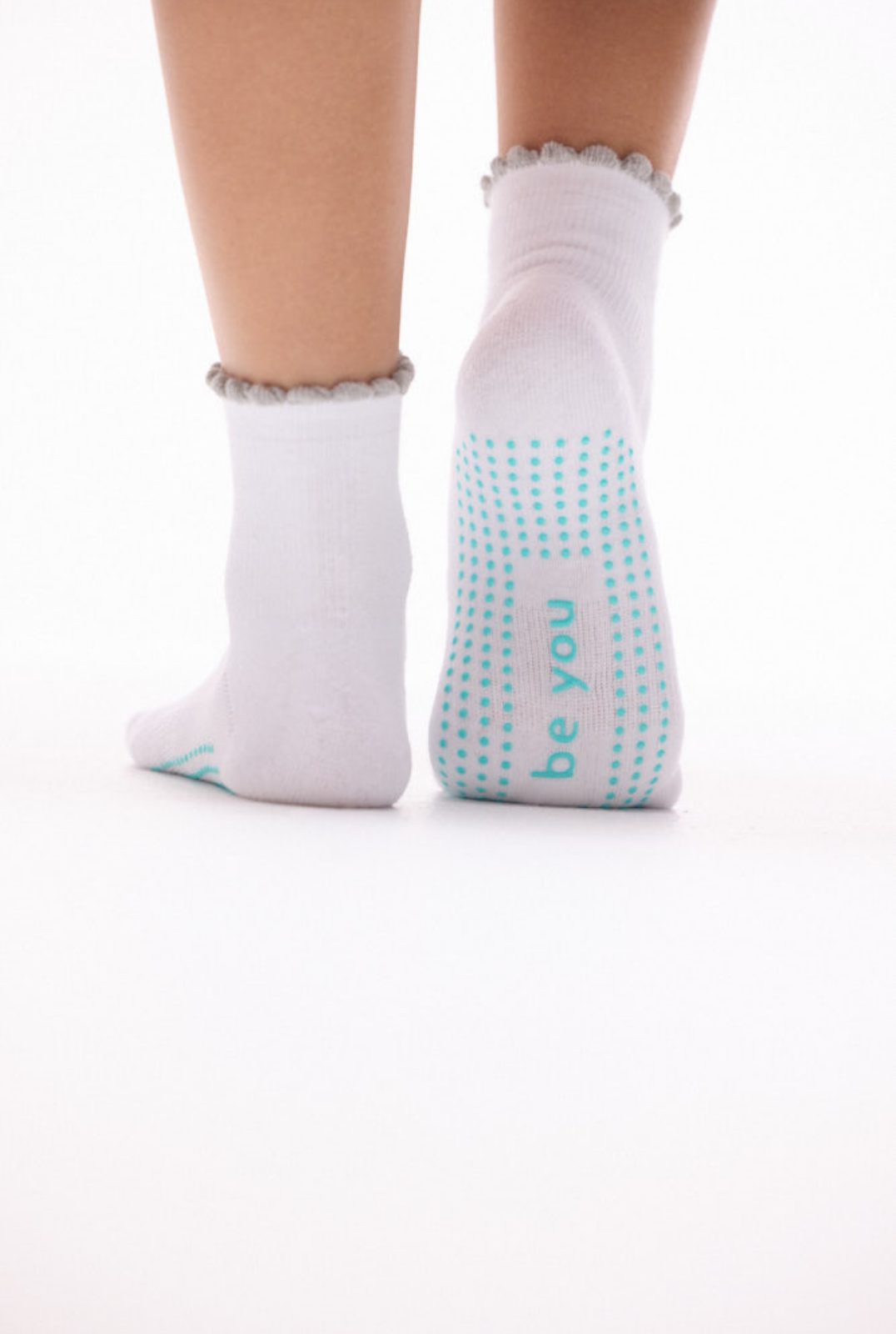 Short Crew Be You Grip Socks (White/Seafoam)