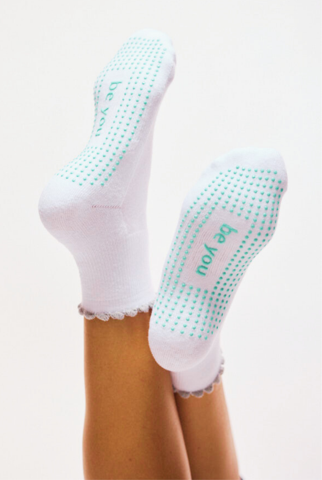 Short Crew Be You Grip Socks (White/Seafoam)
