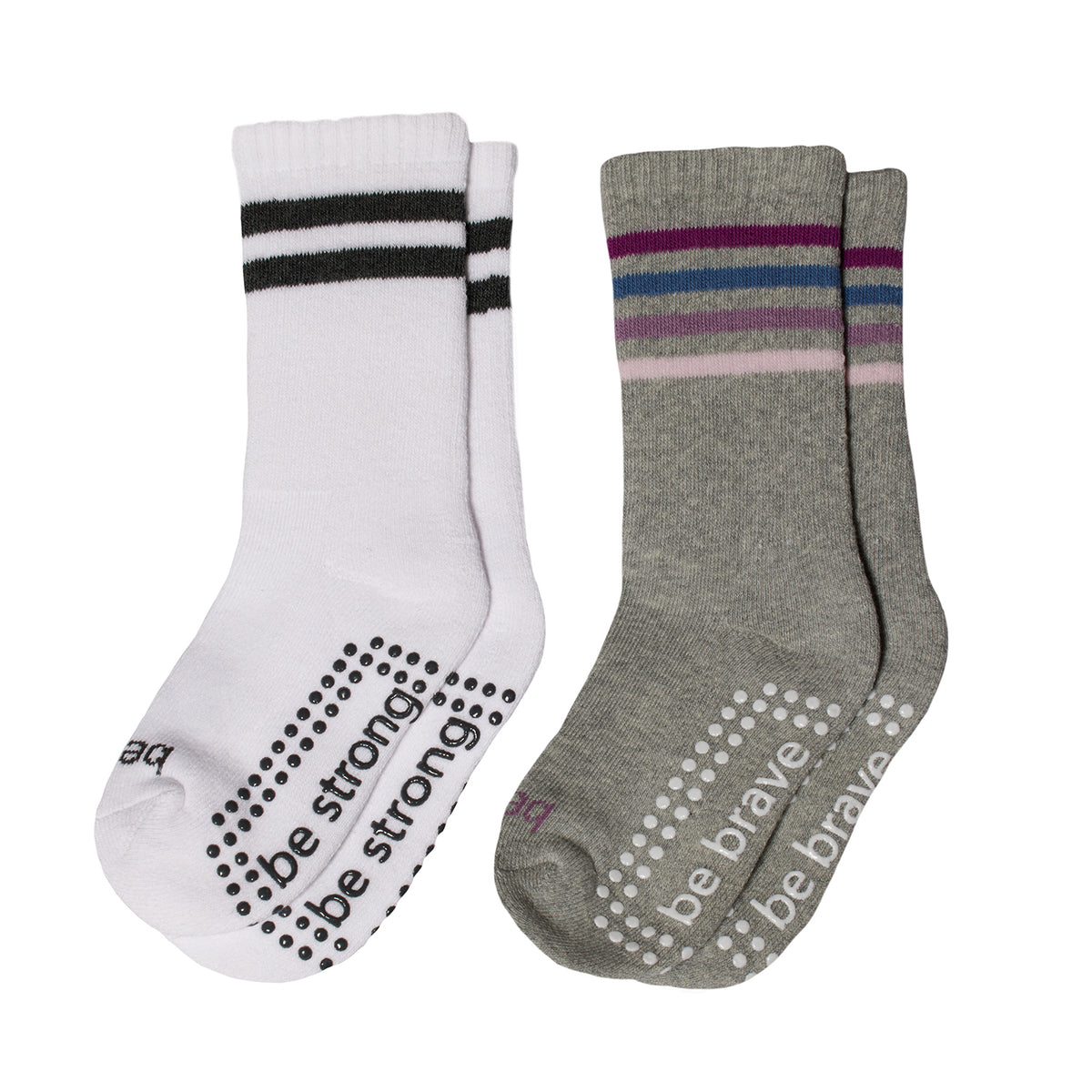 Girls 2 Pack Grip Crew Socks 2T-4T (Haven)