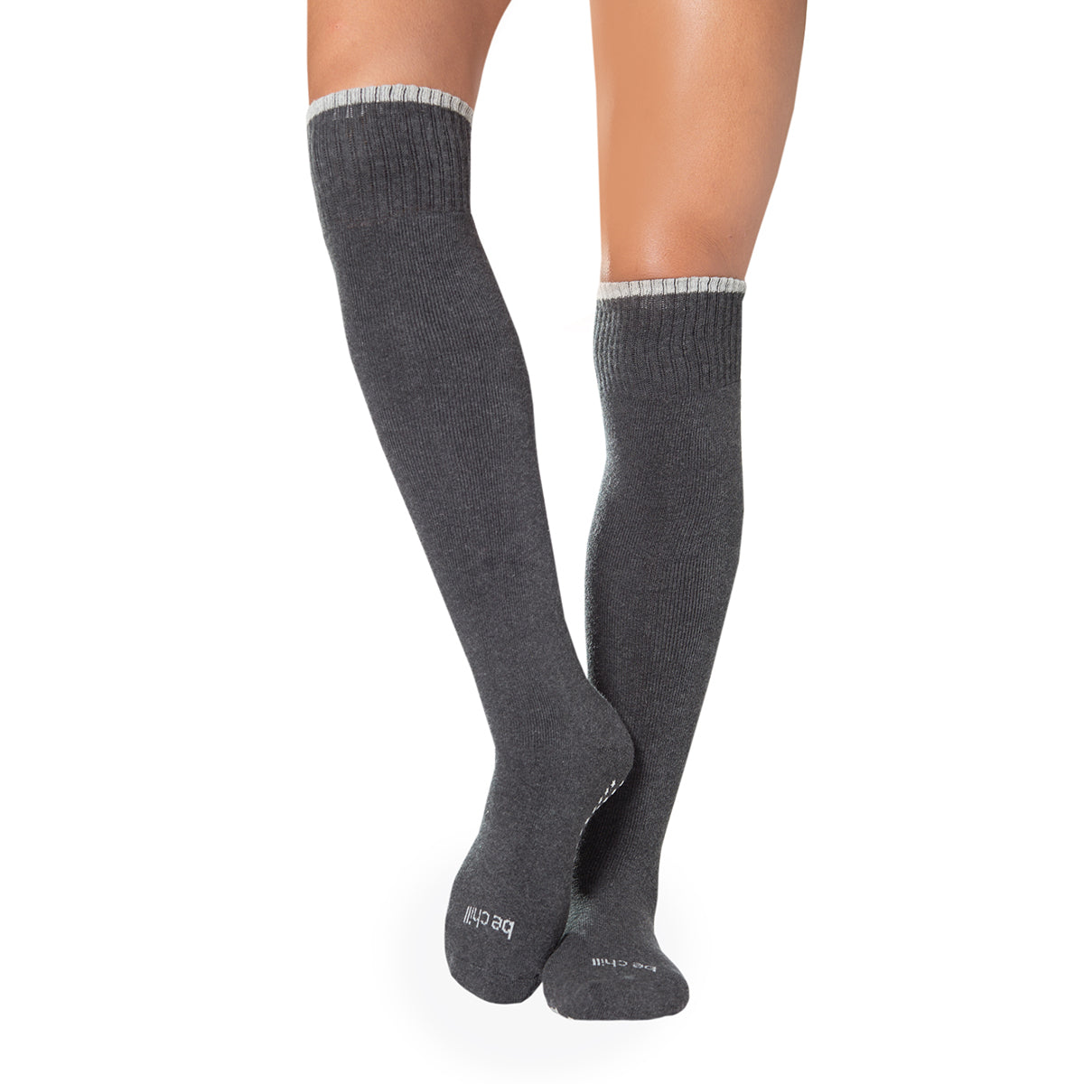 be chill knee high socks charcoal/grey, sticky be socks, best grip socks, best grippy socks, best yoga socks, best pilates socks